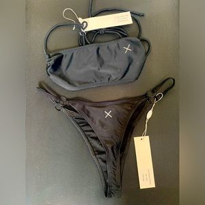 Boutine LA bikini set. Stringy bandeau top and thong bottom.